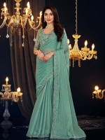 Light Aqua Shimmer Georgette Saree